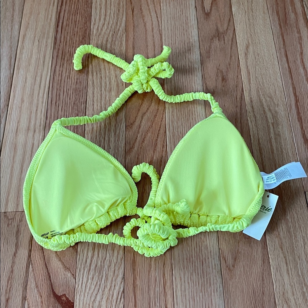 Aerie Triangle Bikini Set Womens Medium Yellow Swim Tie Strap NWT - Picture 5 of 10